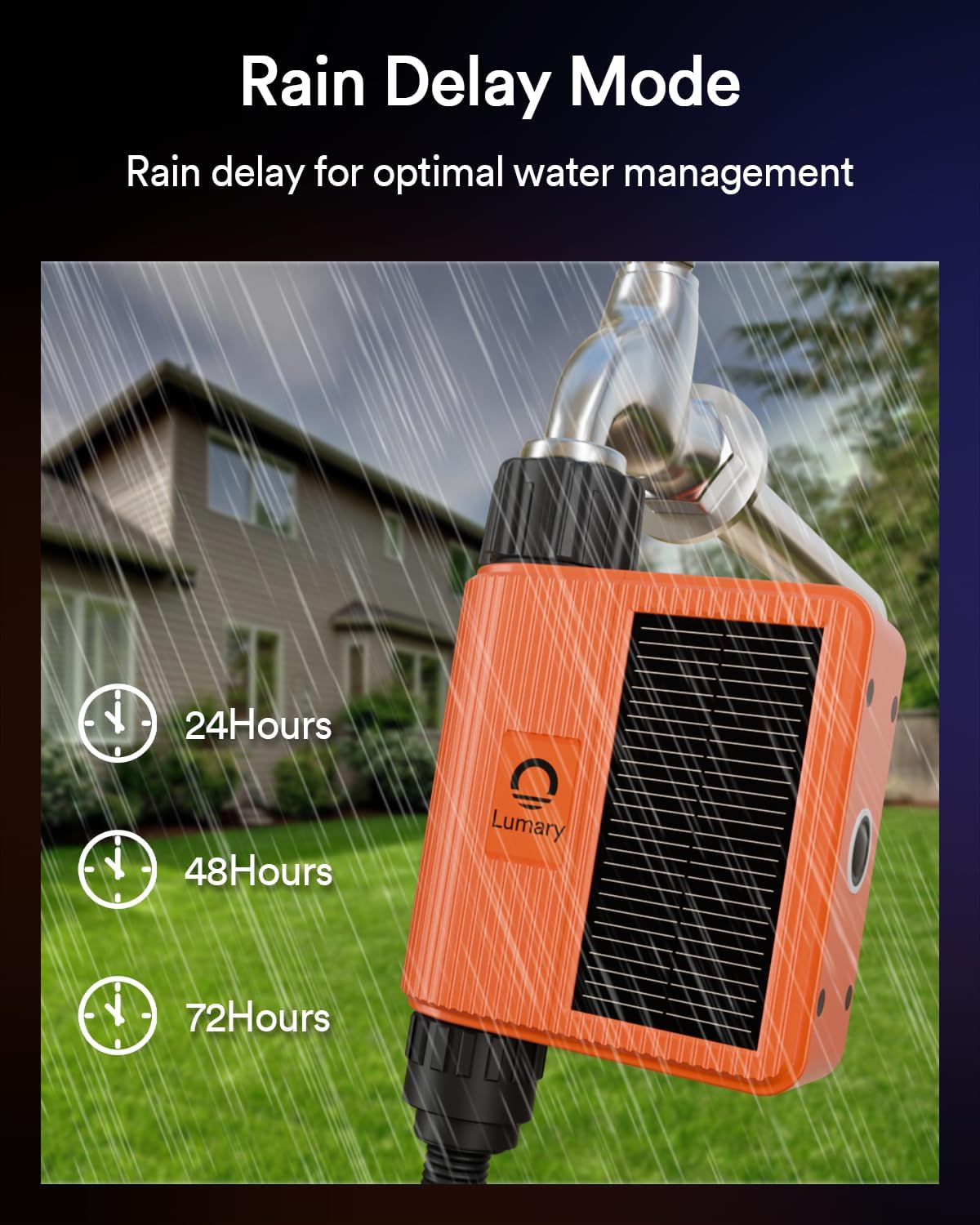 lumary installed on garden hose demonstrating quick outdoor setup