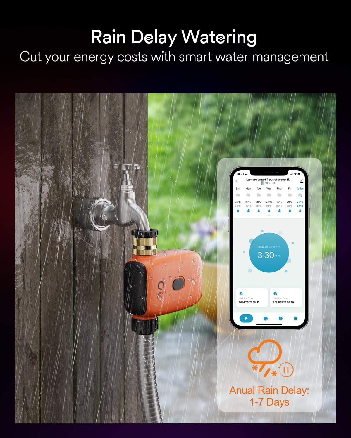 Lumary timer held in hand for scale demonstrating compact size and easy installation
