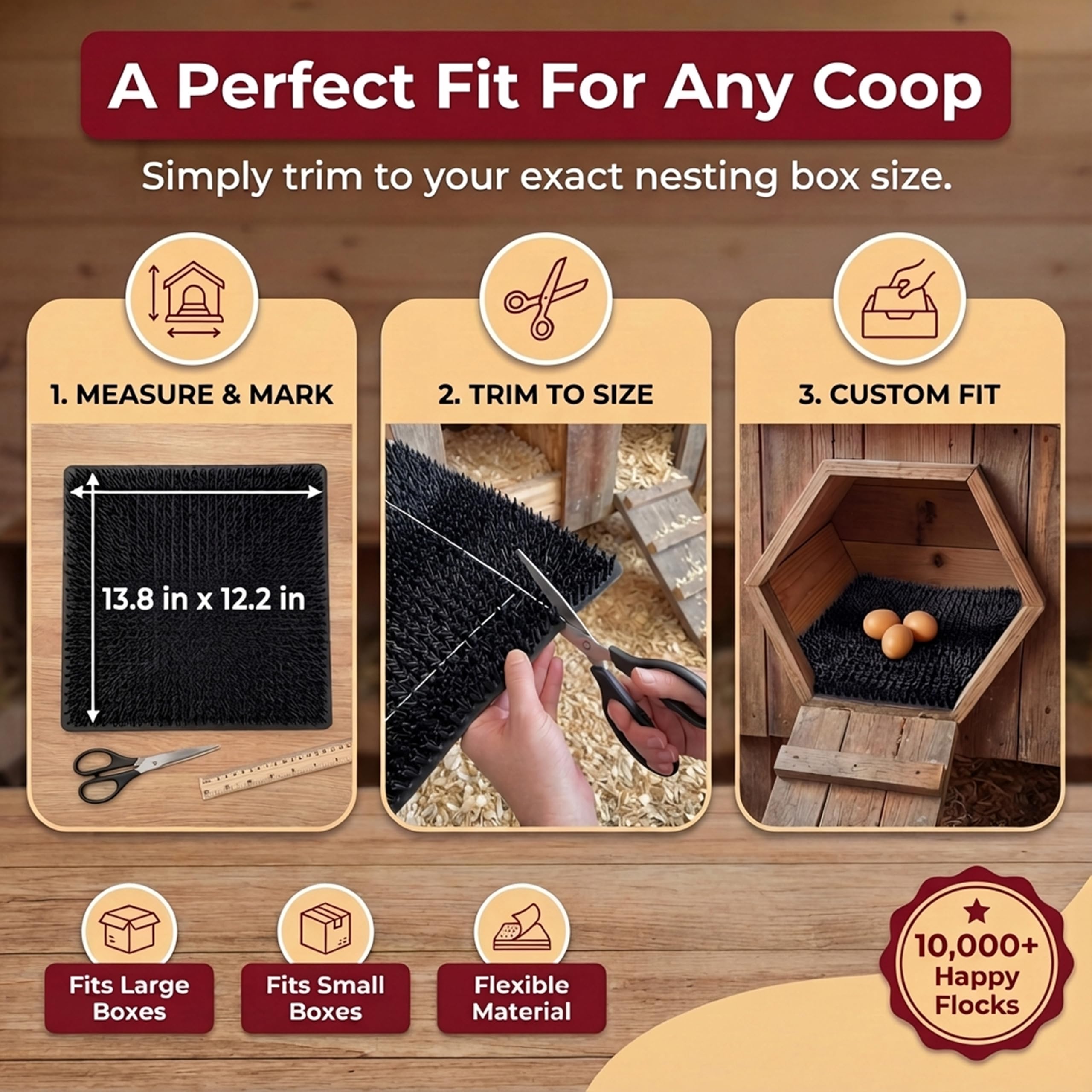 LUMERAM pad being trimmed to custom nest box shape for fit