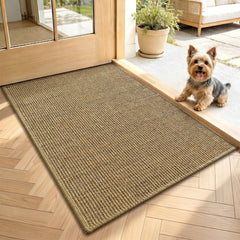 LUMI front view of mat showing solid brown color and neat weave for welcoming entryways