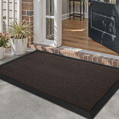 LUMI front view brown 32x47 mat showcasing size and modern look for tidy entryways