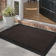 LUMI front view of brown doormat showing modern style and durable surface benefit