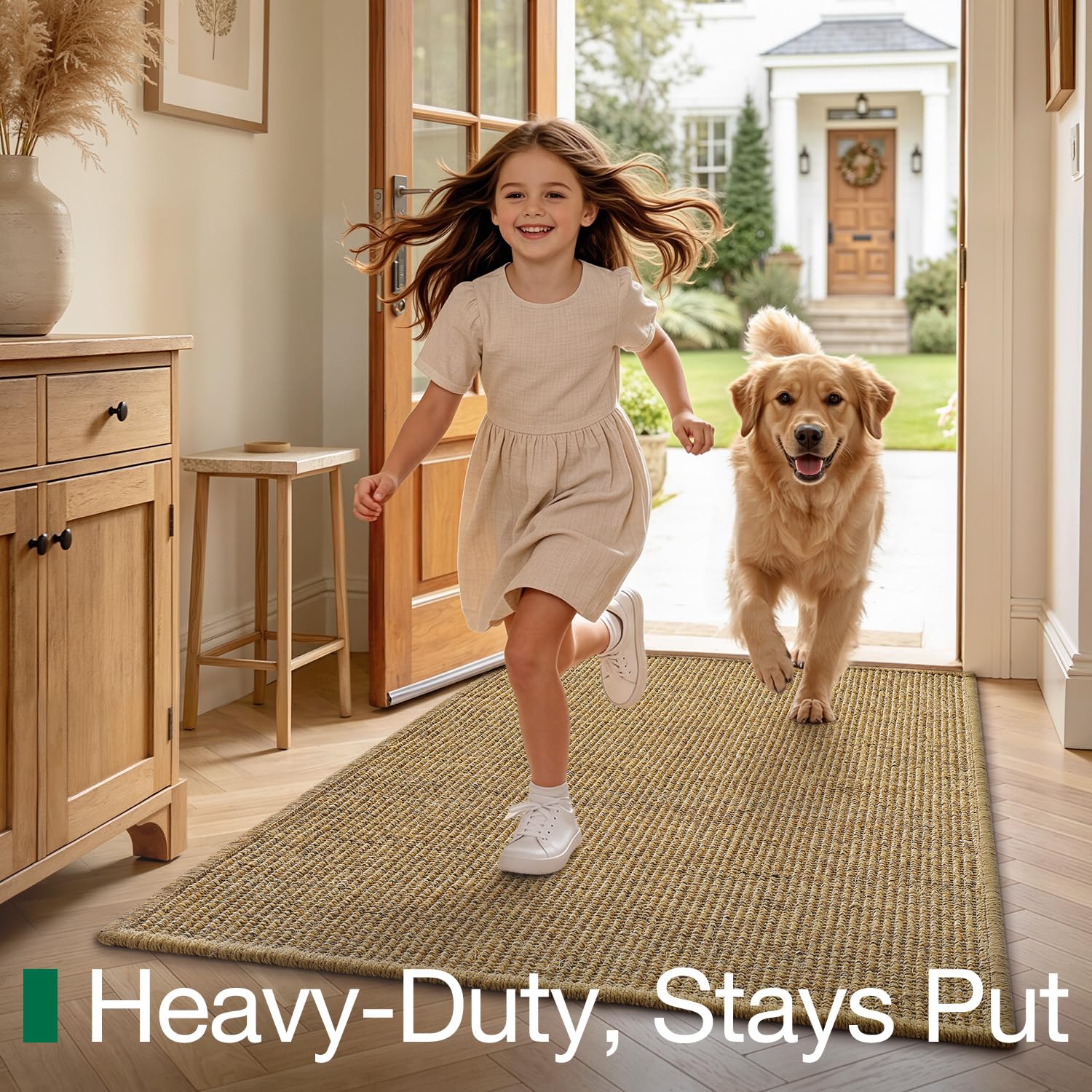 LUMI mat styled in an entryway demonstrating natural look enhancing decor