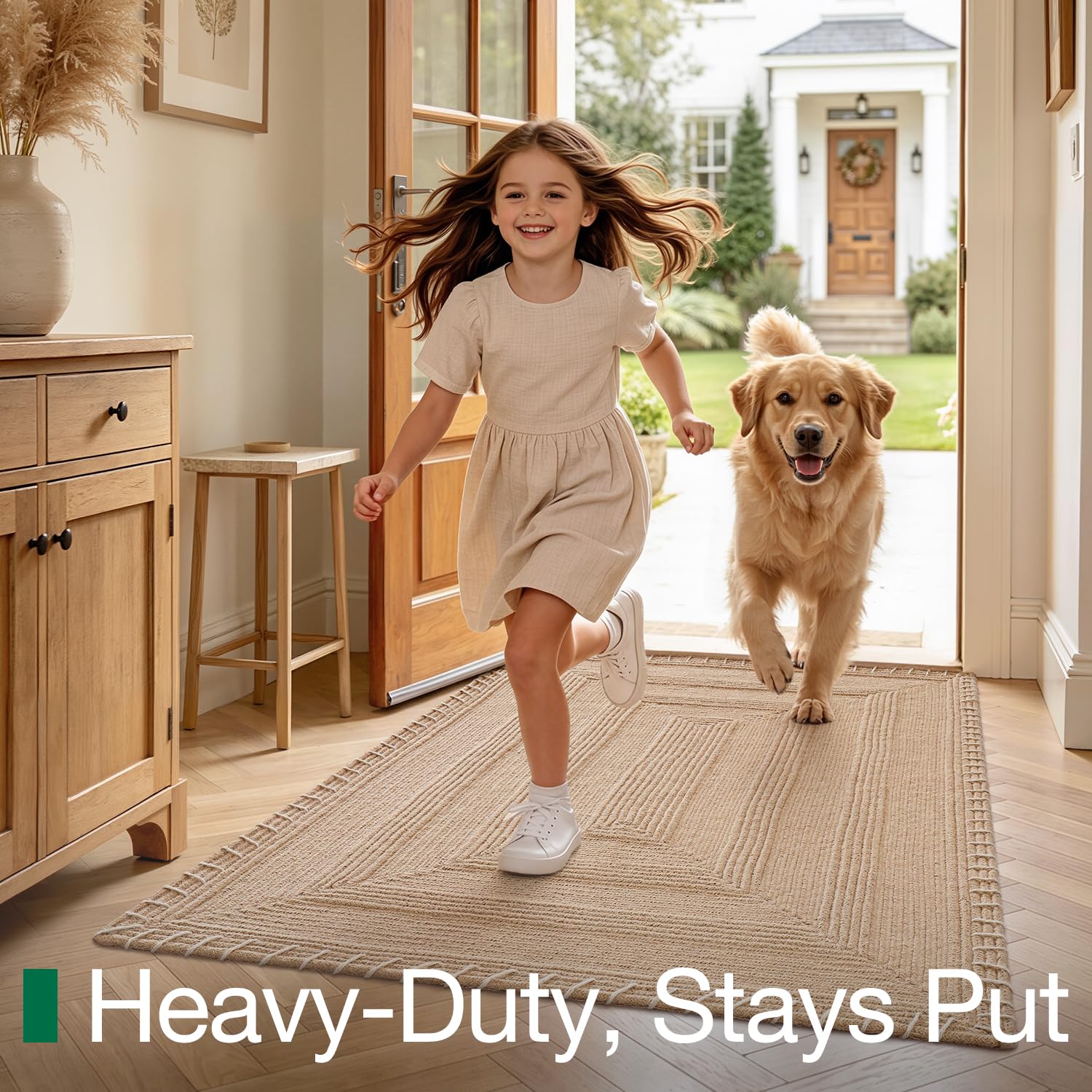 LUMI mat styled in an entryway showing aesthetic warmth benefit