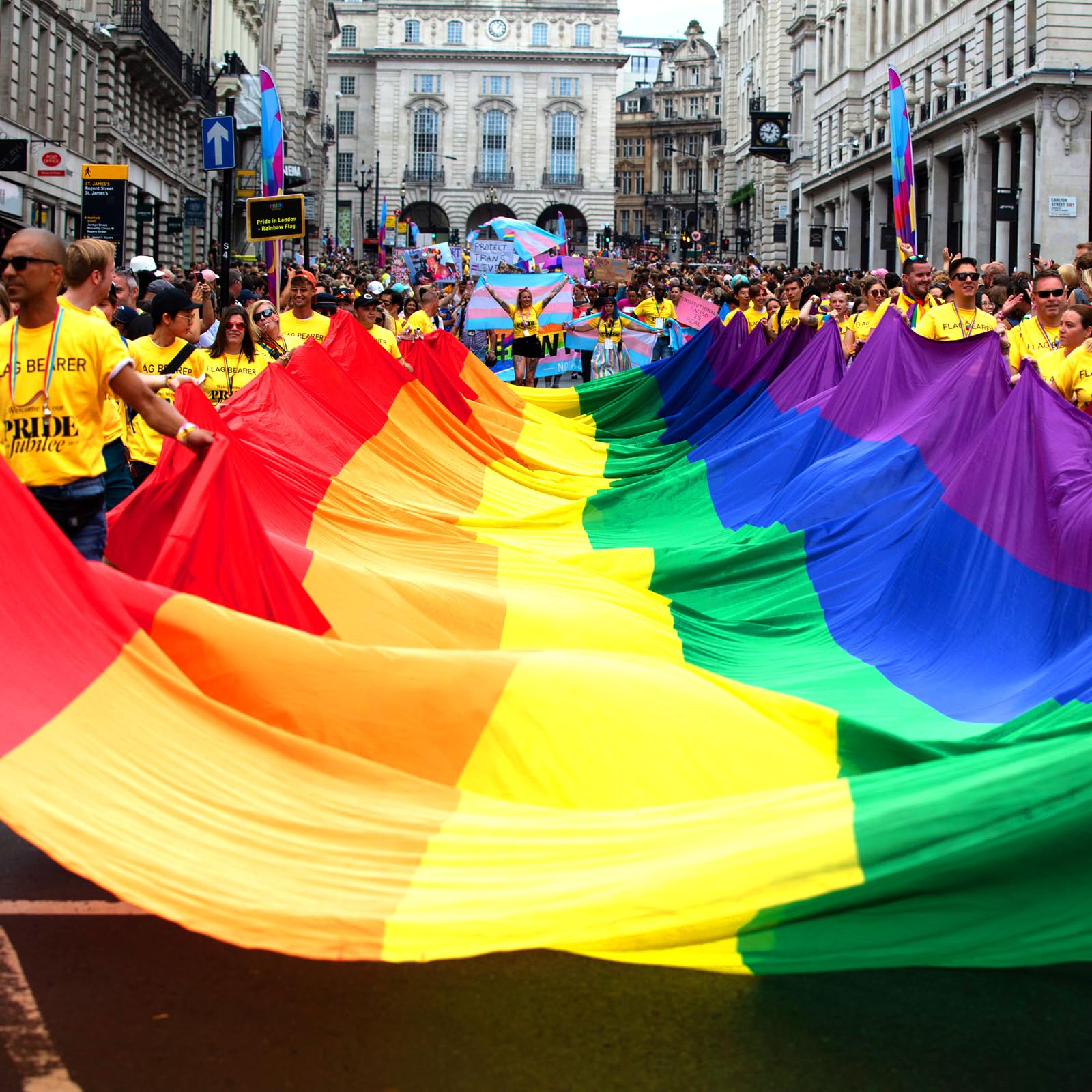Lumina Garden full flag displayed flat showing bold rainbow for high visibility