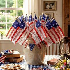 Lumina Garden front view of 12-pack flags showing vintage ribbon detail and gift-ready packaging benefit
