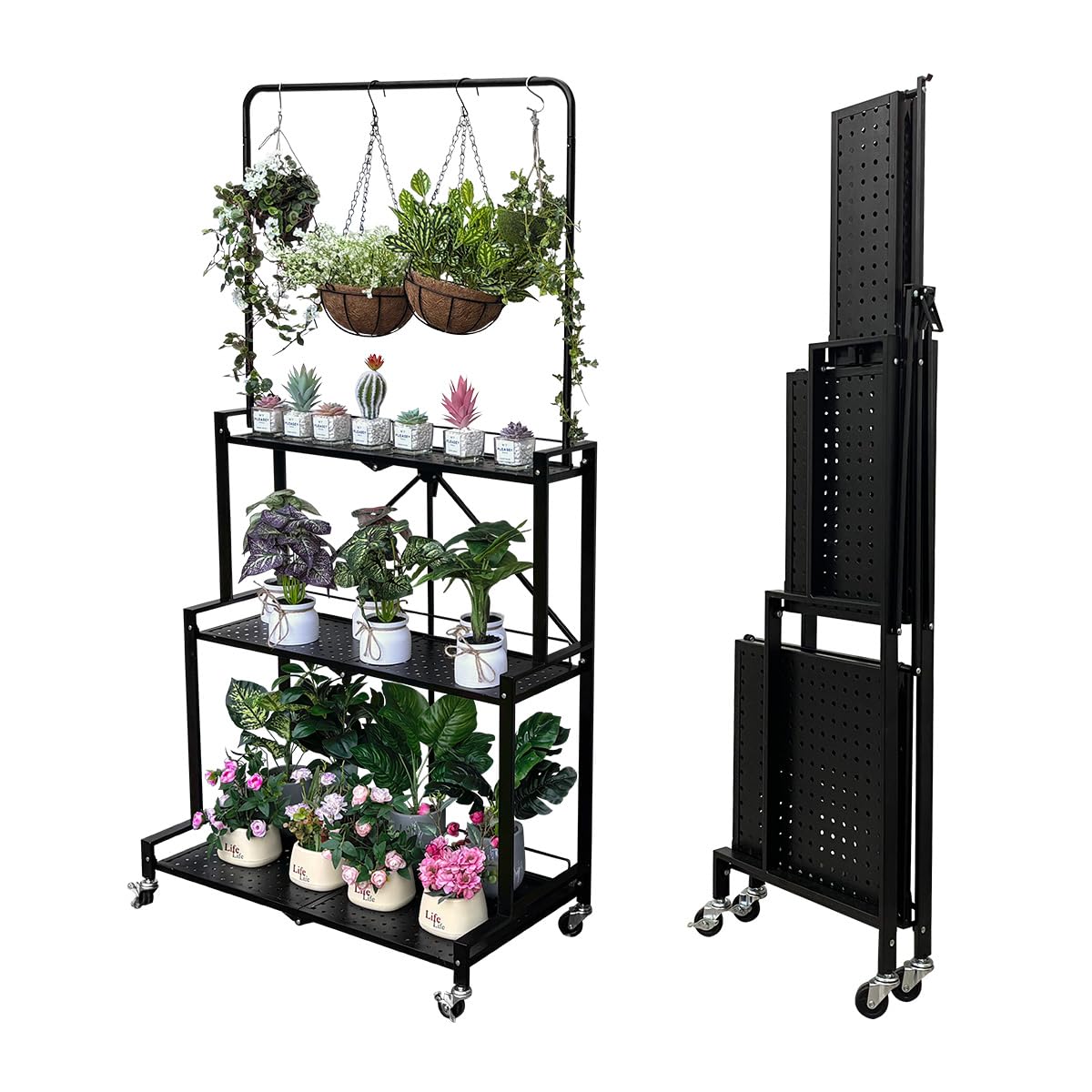 lumizone front view 4-tier stand showing organized plants and space-saving benefit