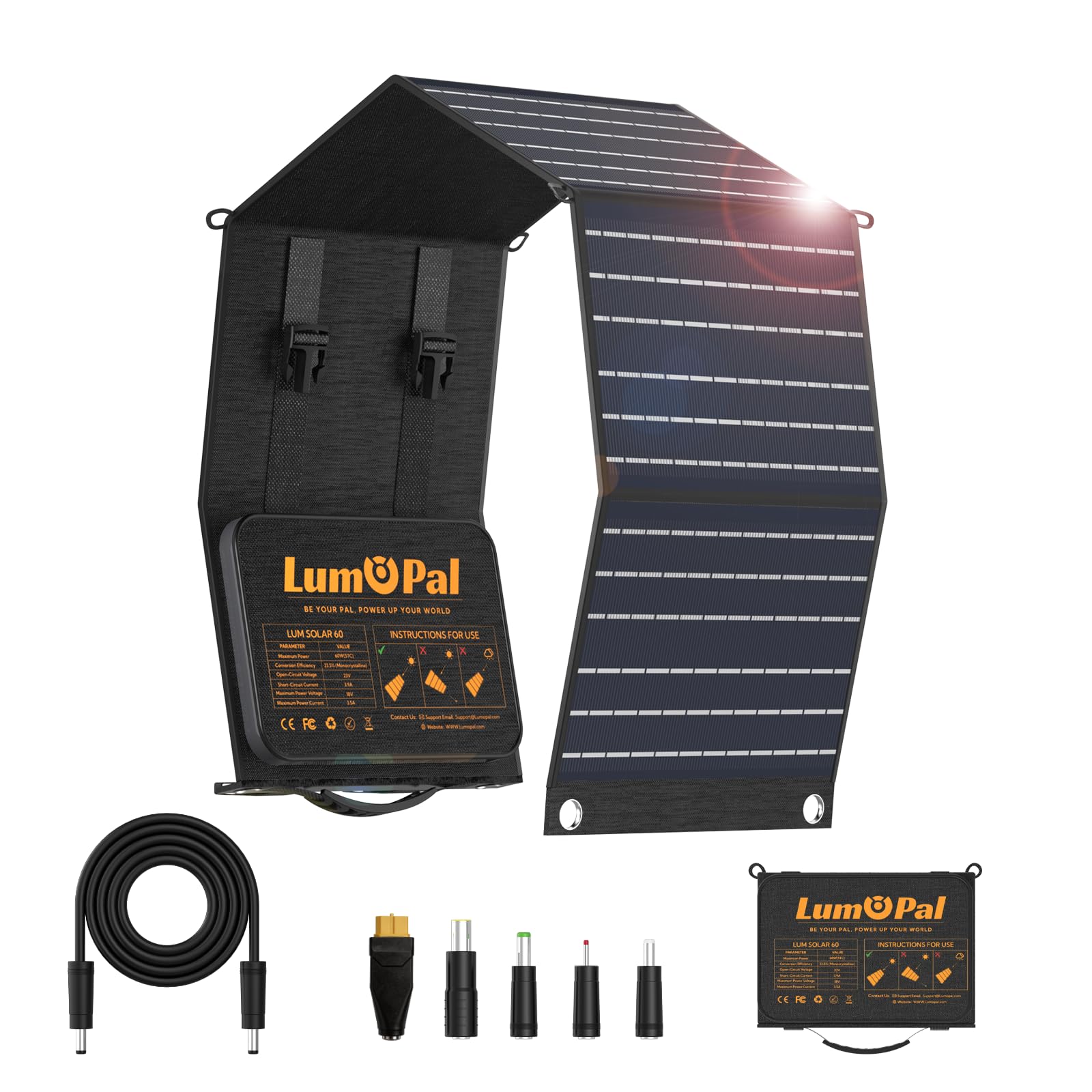 lumopal front folded panel showing compact carry convenience