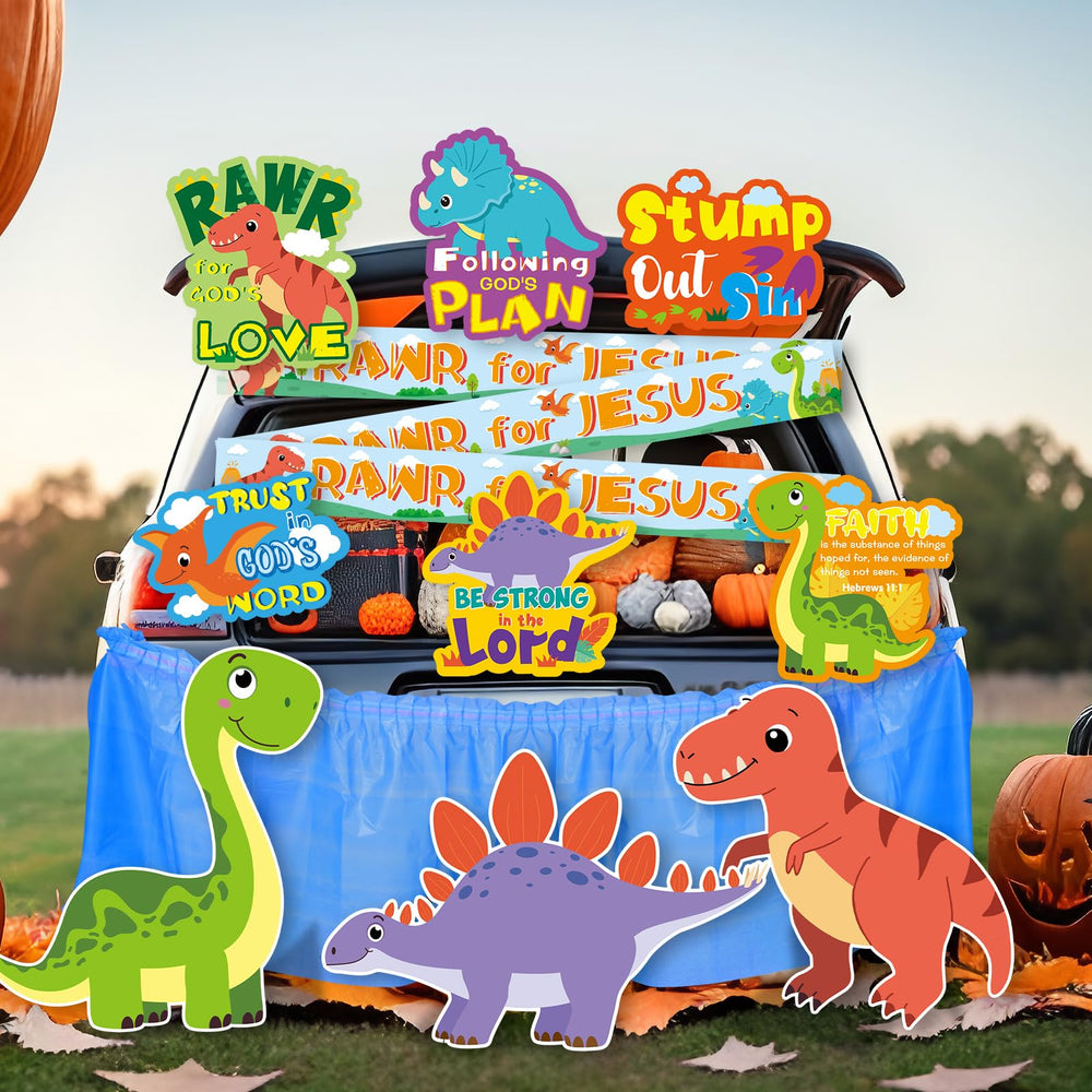 Lunmon decorations installed in a car trunk showing full jungle scene for event attraction benefit