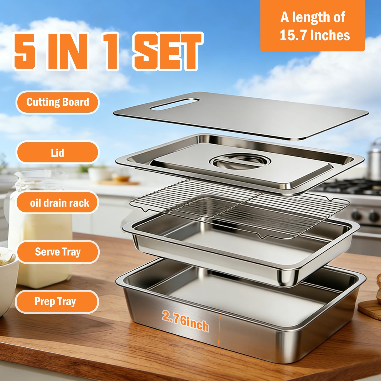 LUO TUO TOOL close-up of thickened deep tray edge highlighting heavy-gauge stainless strength