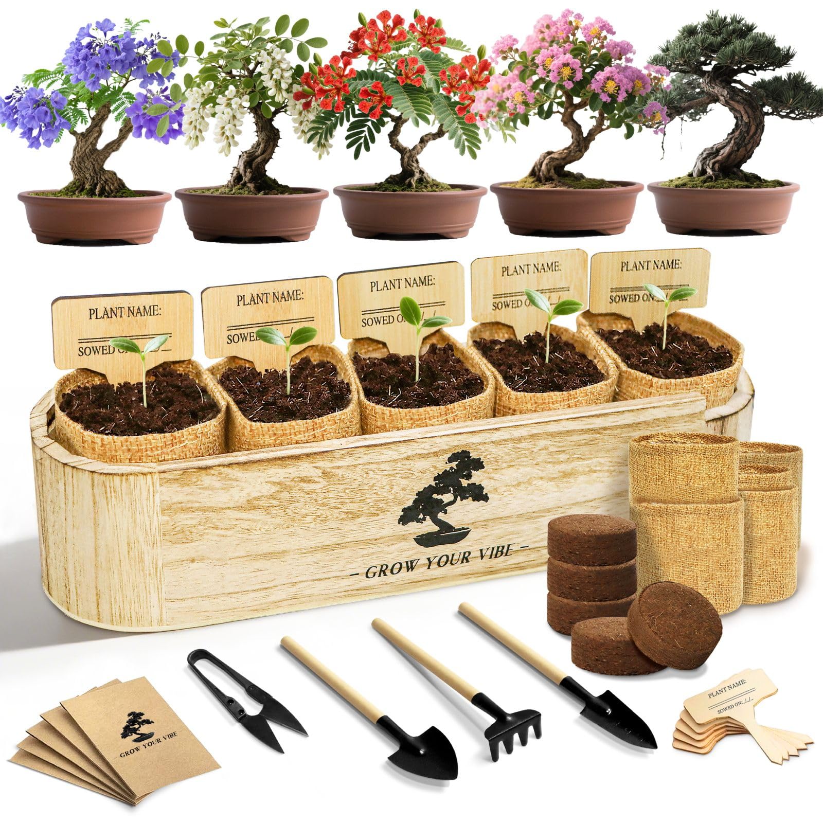 LUOJIBIE wooden box packaging showing complete kit and neat storage benefit