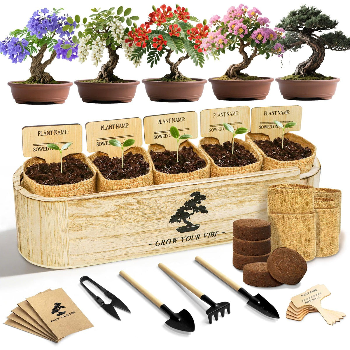 LUOJIBIE wooden box packaging showing complete kit and neat storage benefit