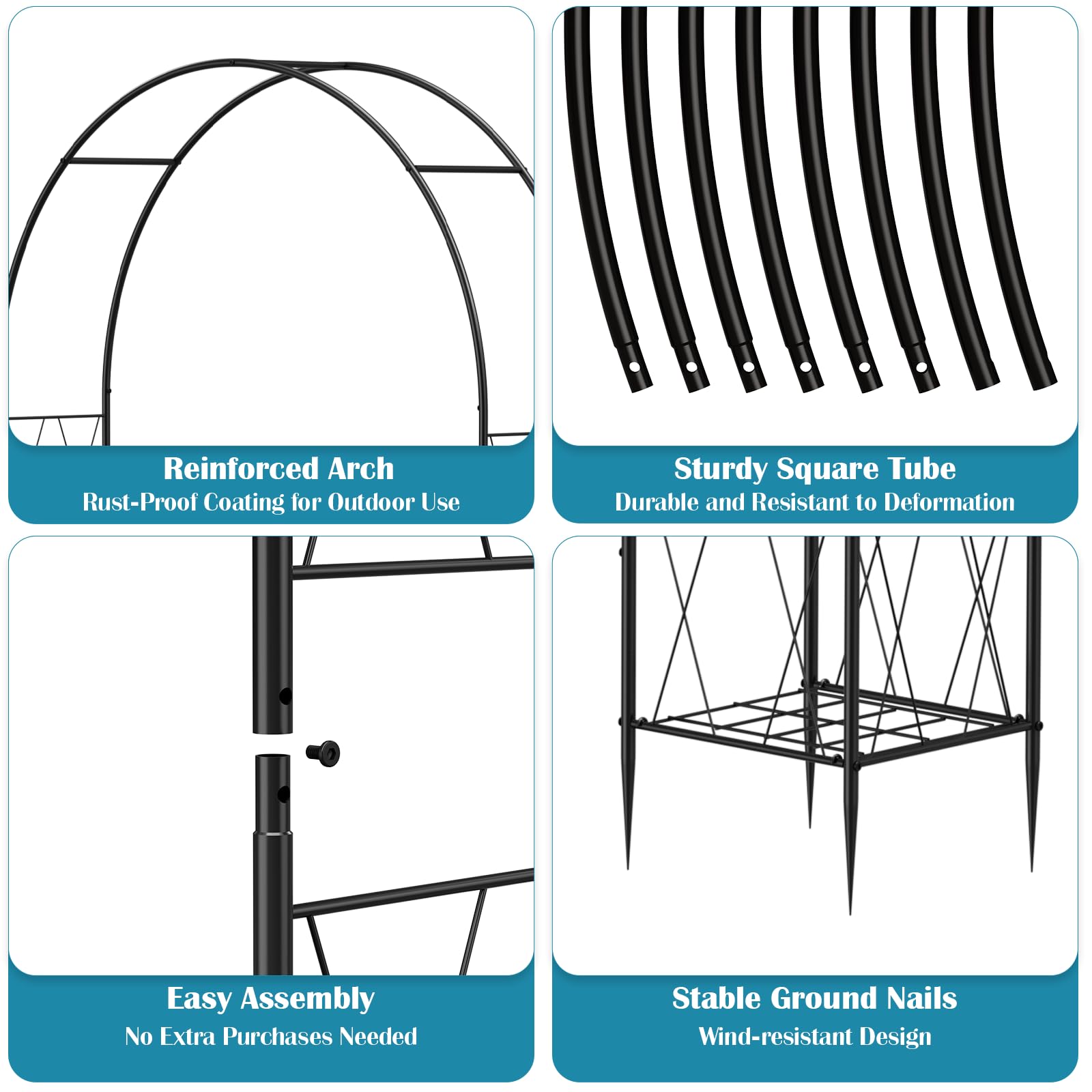 Luplom close-up of metal trellis grid demonstrating strong support for climbers