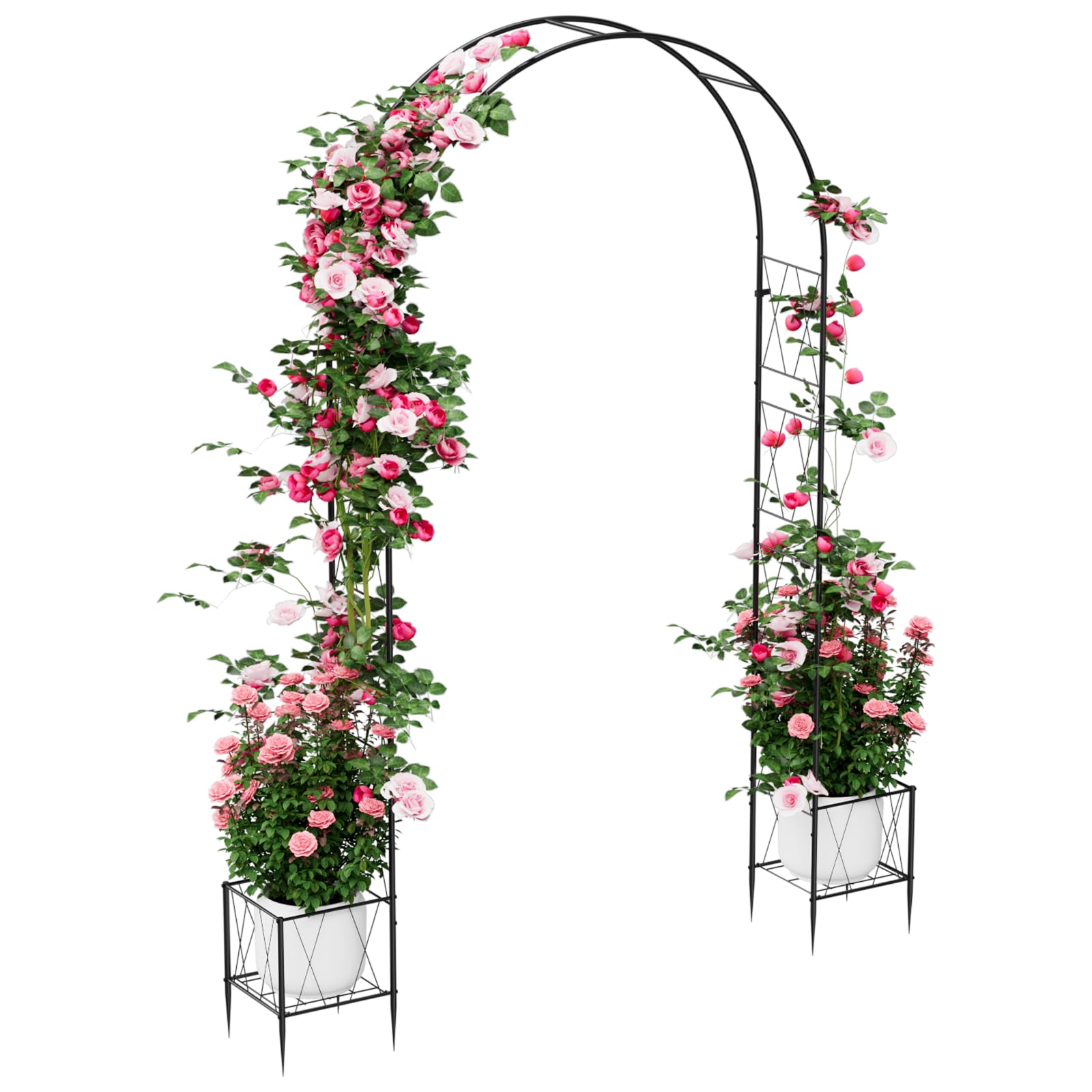 Luplom front view showing arch and dual planter boxes for instant vertical gardening