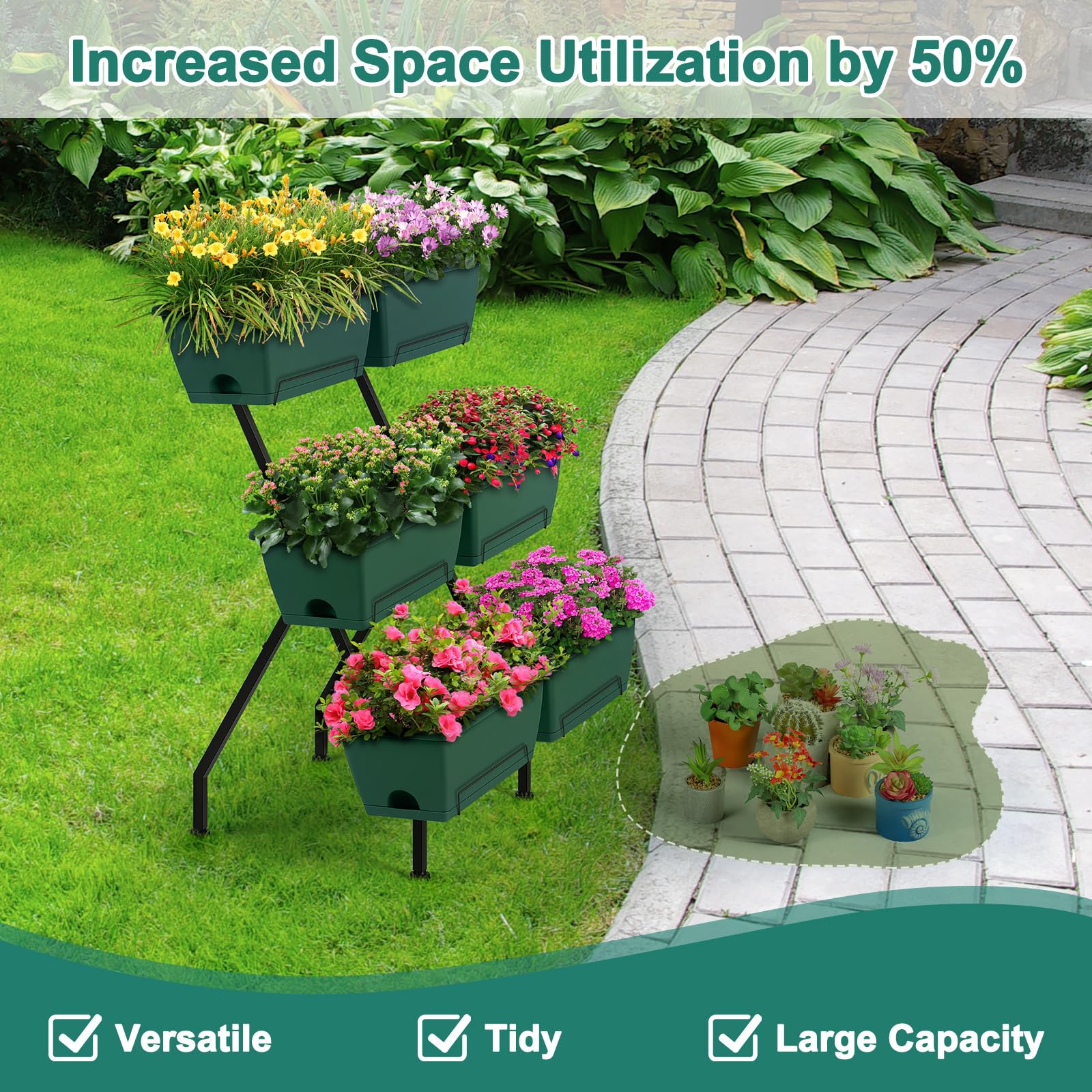 Luplom connected units horizontally showing expandable living wall benefit