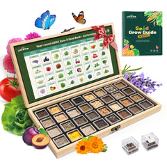 LUSH&DEW front packaging showing seed bank and organized acrylic tubes for easy storage