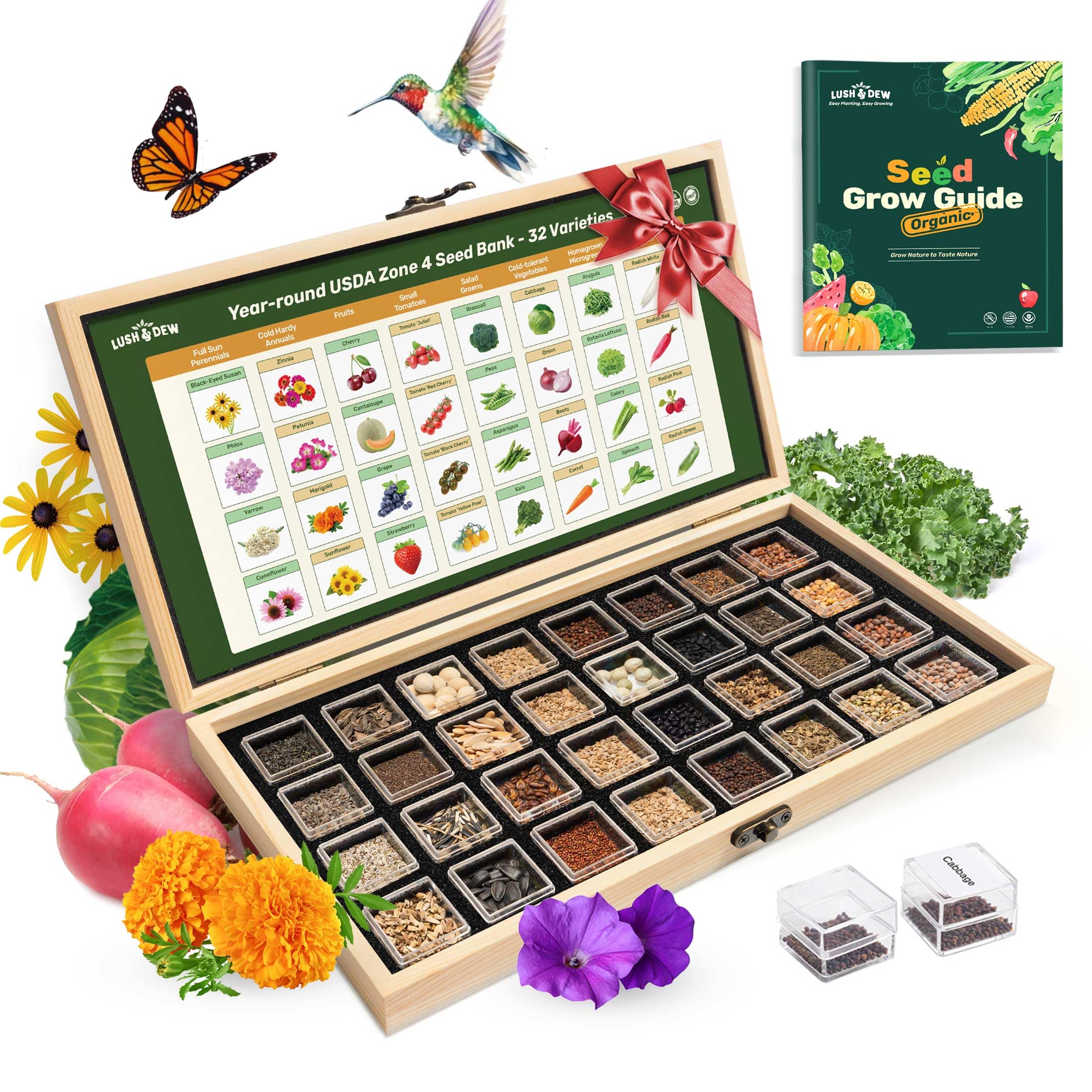 LUSH&DEW front packaging showing kit and benefits for zone 4 gardeners