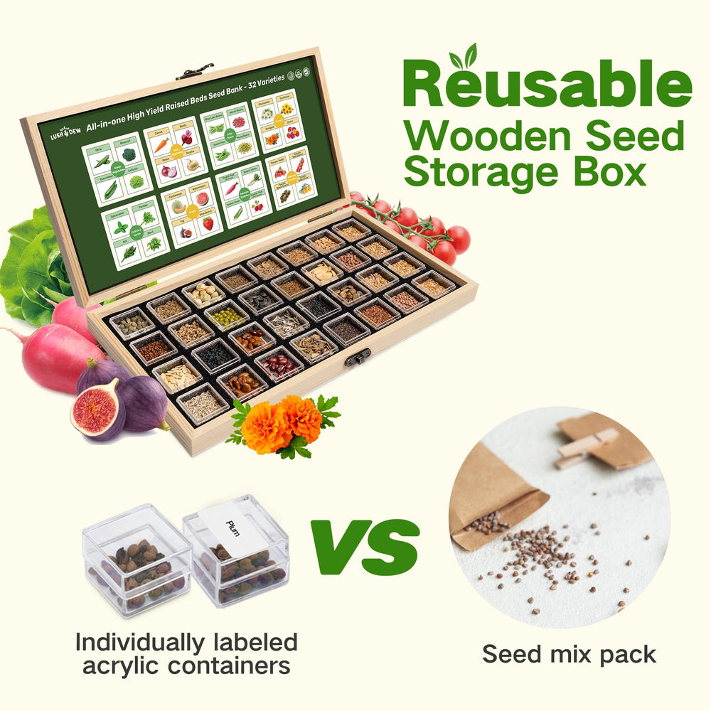LUSH&DEW seed bank stored in a cabinet showing long-term organization and rotation
