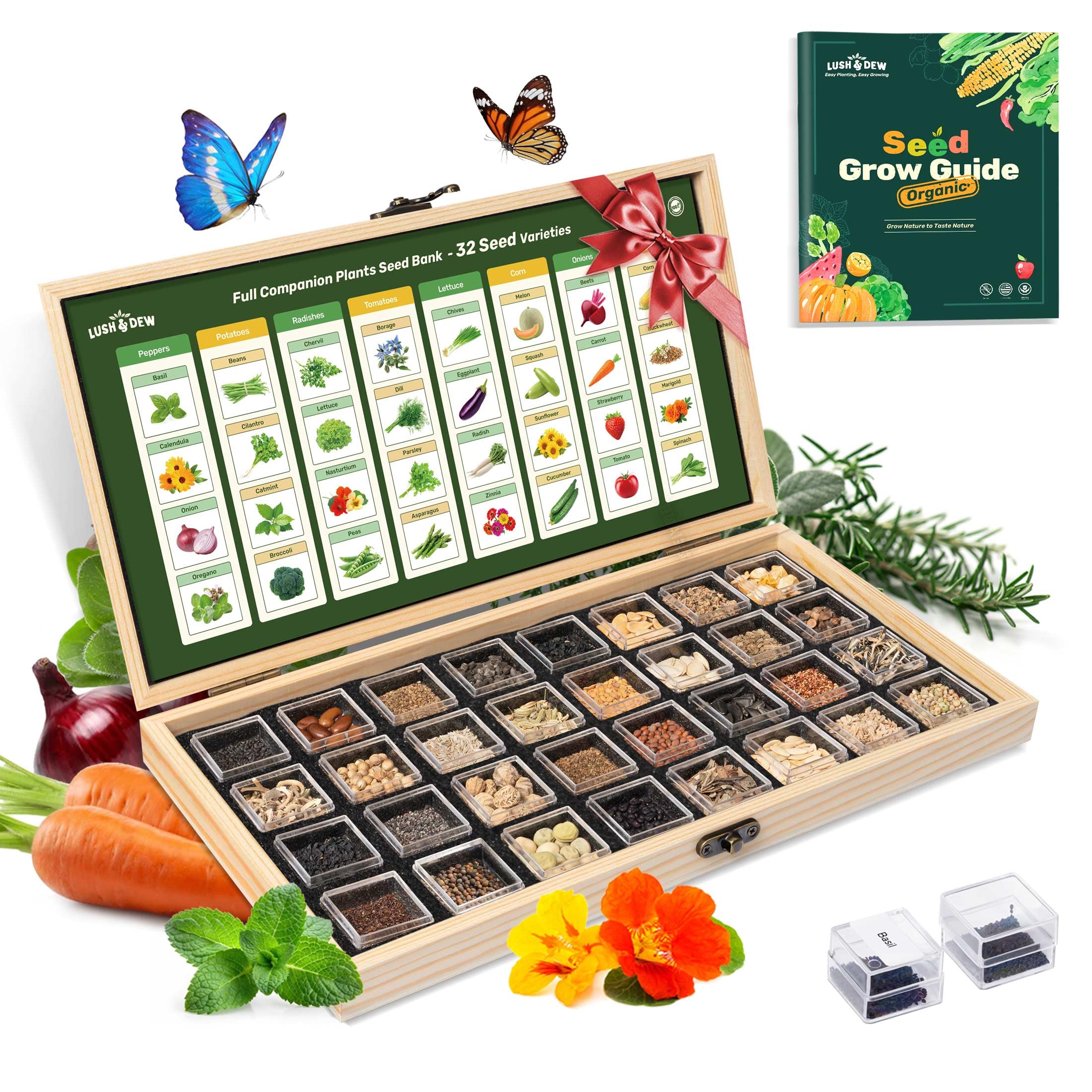 LUSH&DEW wooden seed box closed showing neat storage and gift appeal