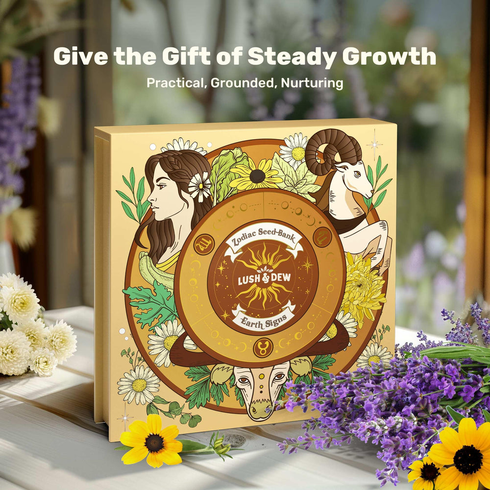 LUSH&DEW moon calendar guide open to lunar planting tips for timing seeds