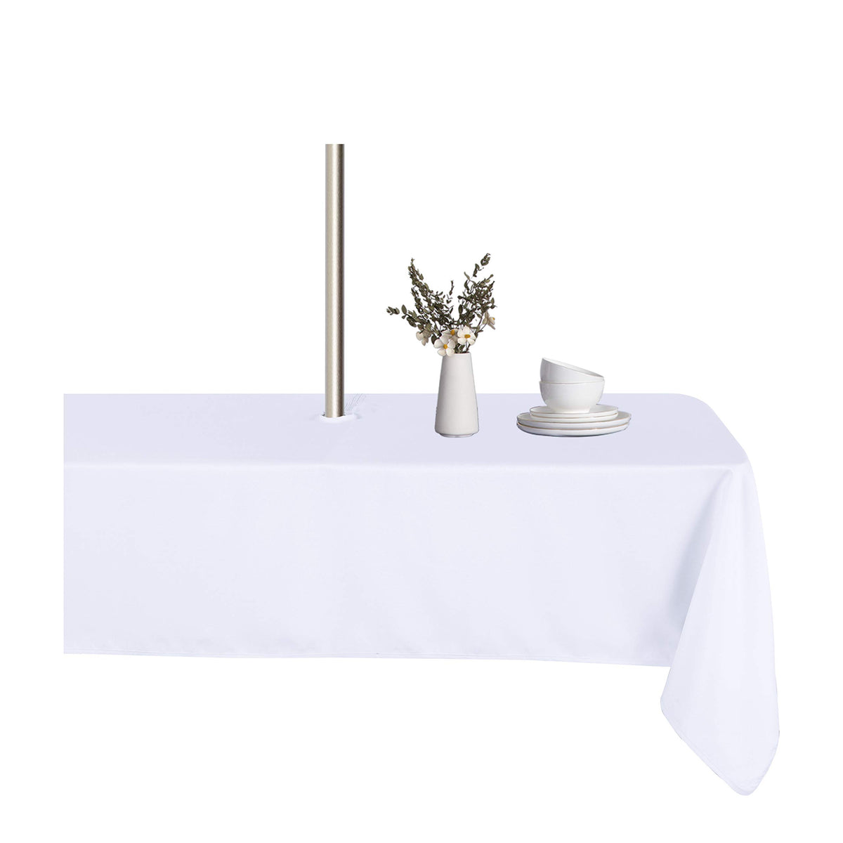 LUSHVIDA front view rectangle tablecloth showing full coverage and neat finish