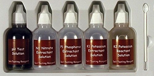 Luster Leaf reagent bottles close-up with color chart, clear result comparison benefit