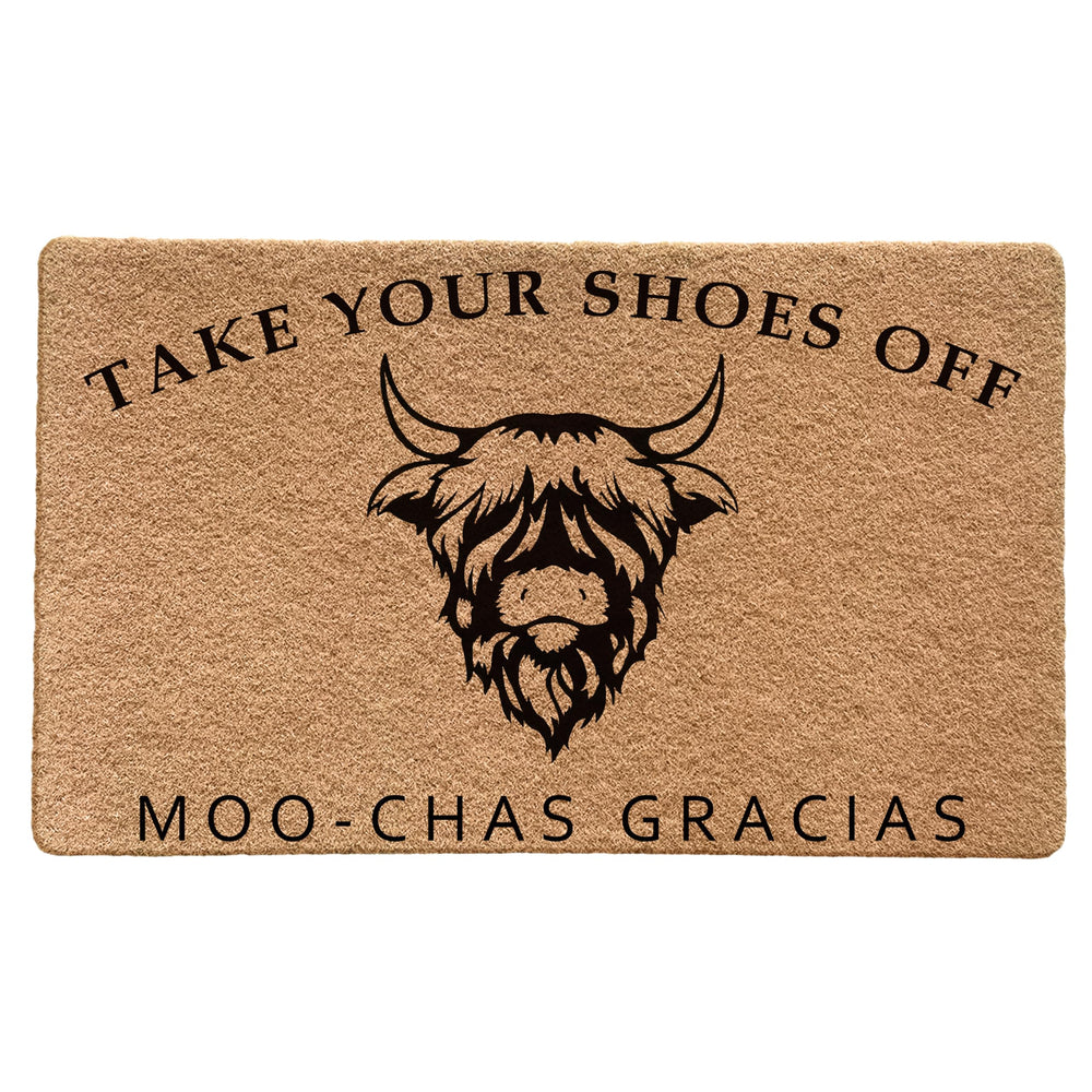 LUVADIAN front door mat with highland cow design adds charm and traps dirt