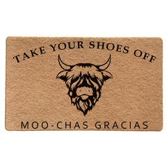 LUVADIAN front door mat with highland cow design adds charm and traps dirt