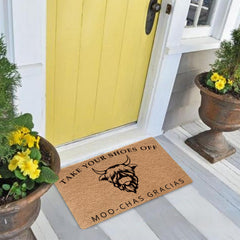 LUVADIAN mat on porch with shoes removed demonstrating cleanliness benefit
