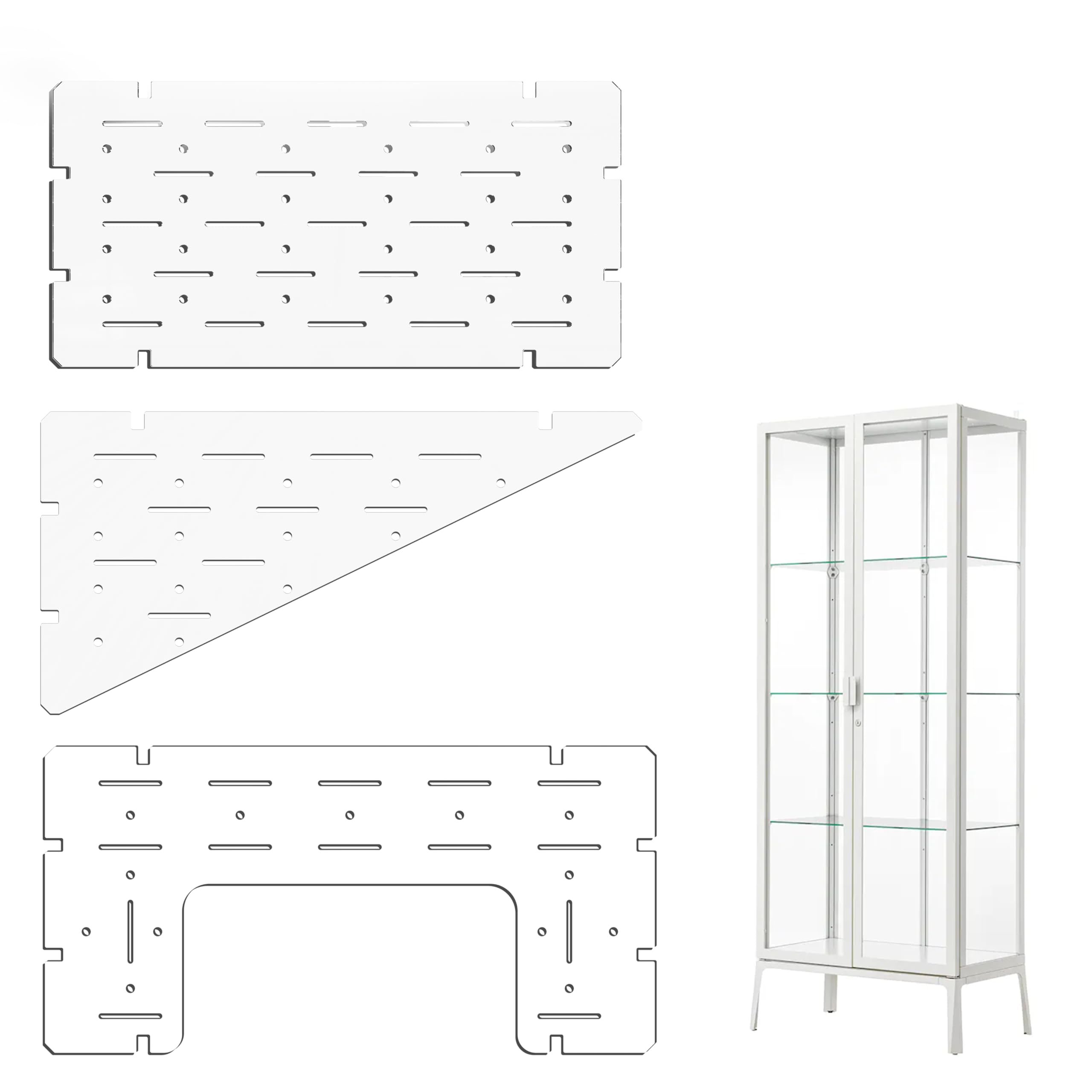 LUVCOSY front view of clear acrylic shelves showing tidy plant display and visibility benefit