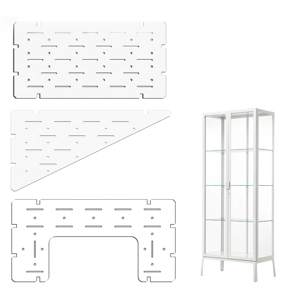 LUVCOSY front view of clear acrylic shelves showing tidy plant display and visibility benefit