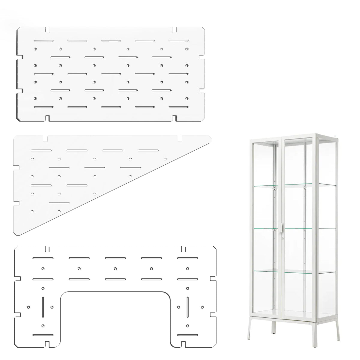 LUVCOSY front view of clear acrylic shelves showing tidy plant display and visibility benefit
