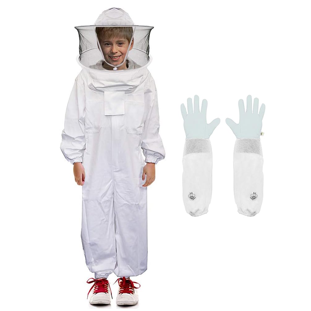 Luwint front view of full kids beekeeping suit showing complete coverage