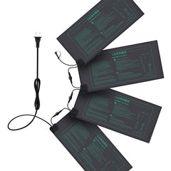LUXBIRD front view of four heat mats showing compact bundle and packaging benefit
