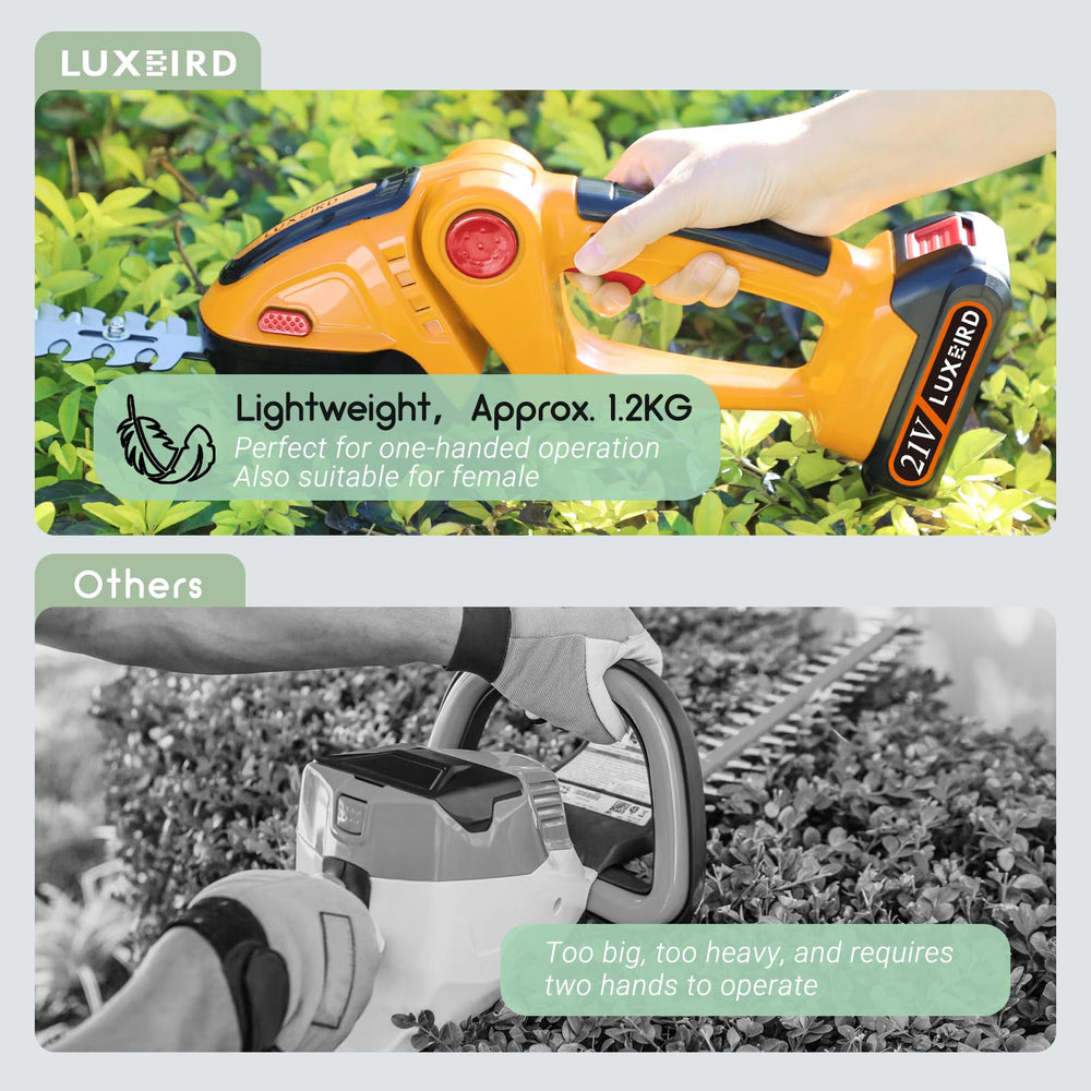 Luxbird side profile gripped one-handed, demonstrates comfortable lightweight control