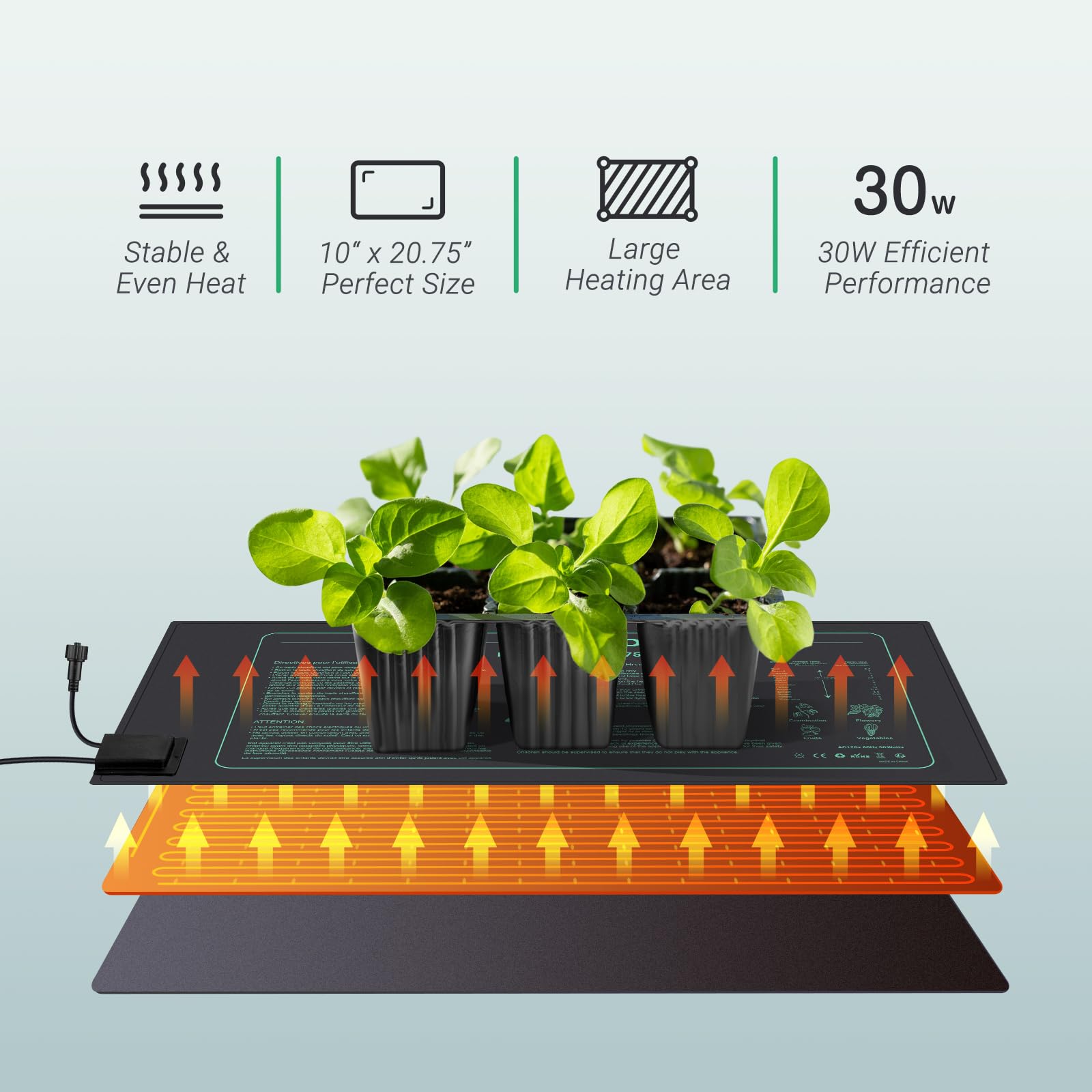 LUXBIRD mat with water droplets illustrating IP67 waterproof protection