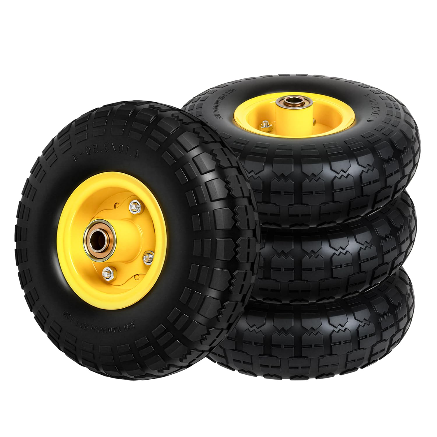 luxlead front view of four yellow replacement wheels showing ready-to-install benefits
