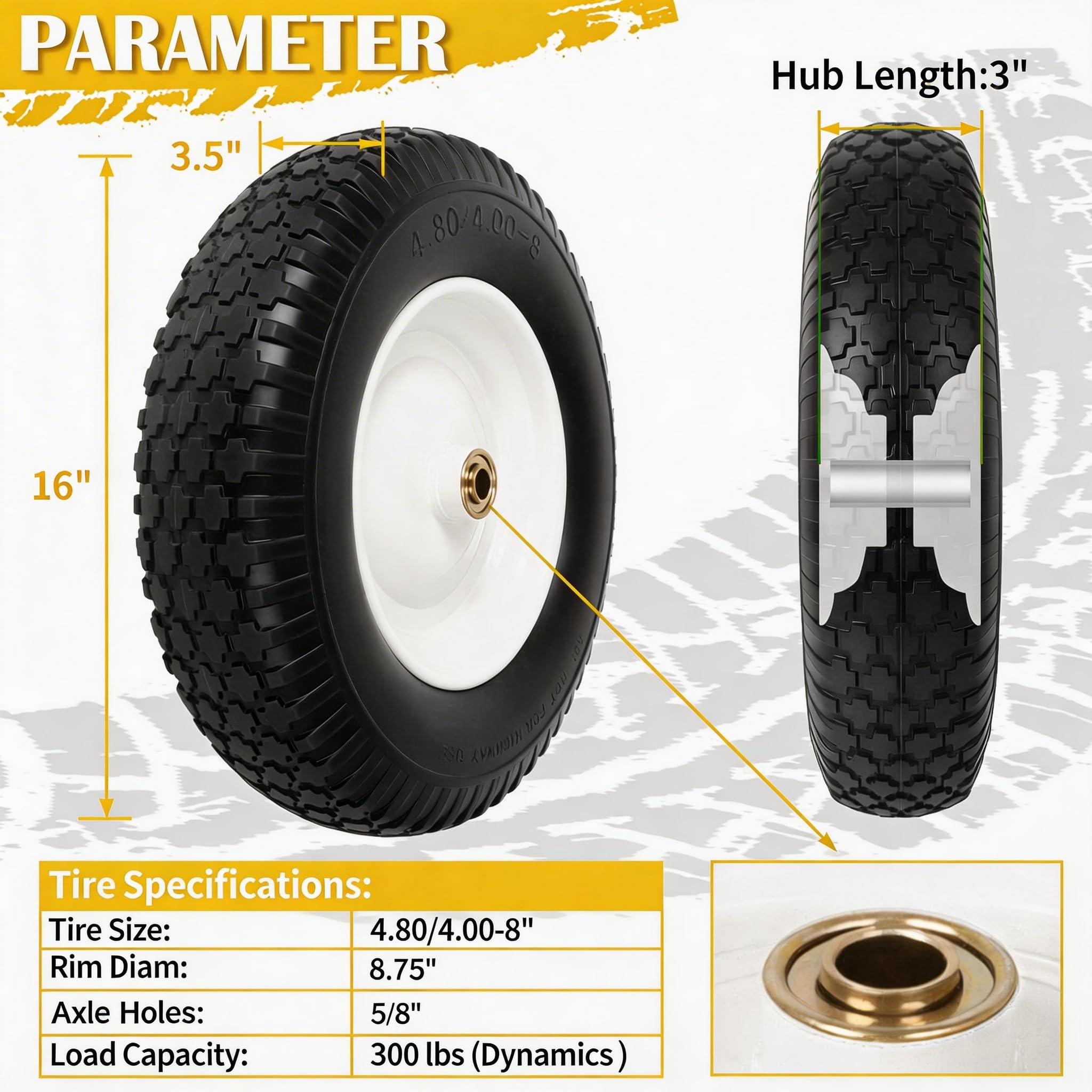 luxlead hub adjustment detail showing 3-7 inch adaptability for axle spacing
