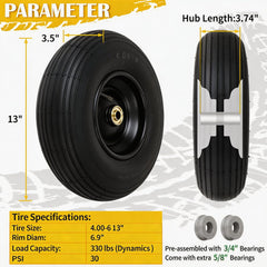 luxlead wheel installed on garden cart demonstrating smoother hauling benefit