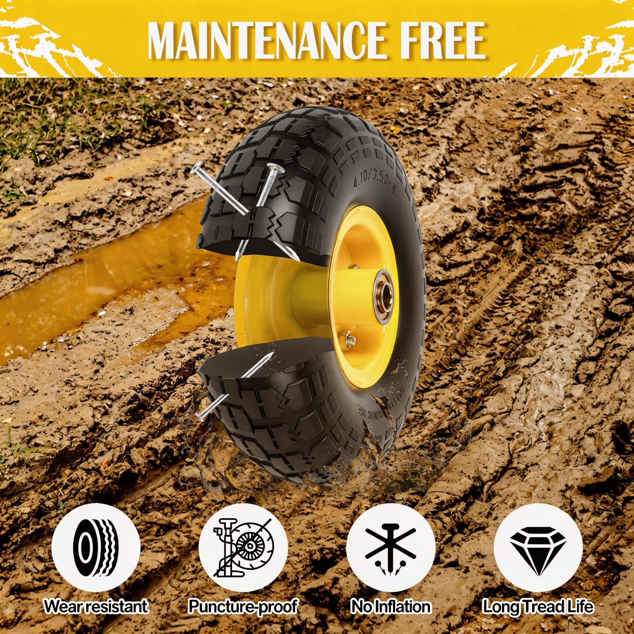 luxlead wheel in garden setting hauling mulch demonstrating durability benefit