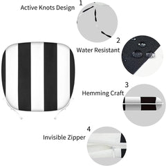 Luxmino cushion tie detail showing secure straps that prevent slipping on chairs