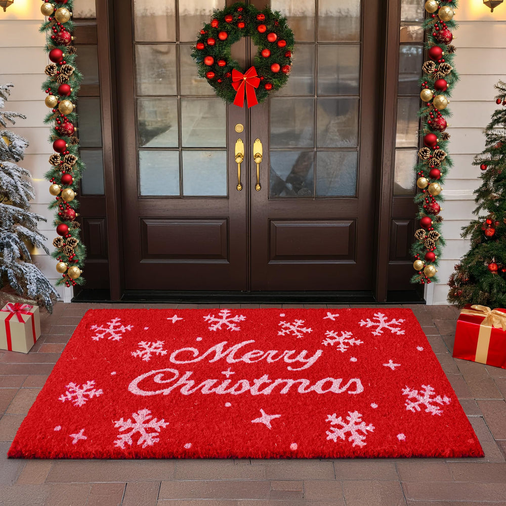 LuxUrux front porch wide view showing large festive welcome
