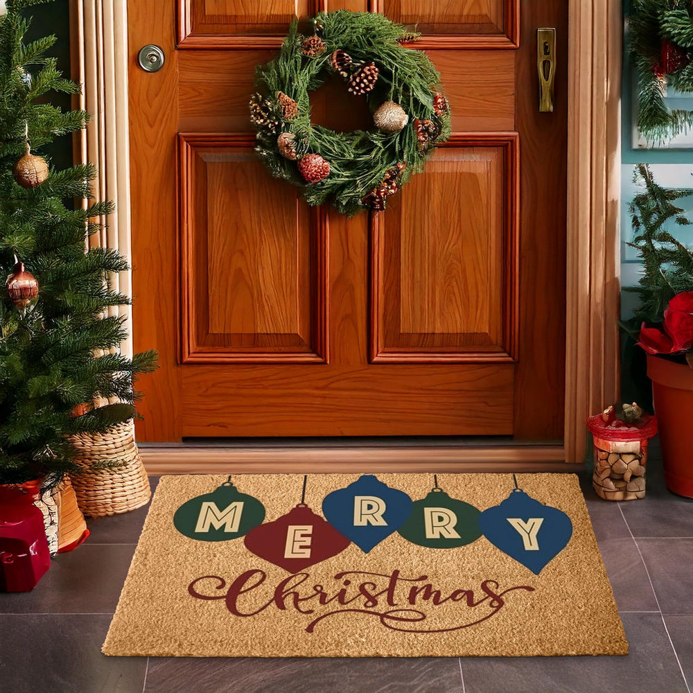 LuxUrux front view Merry Christmas mat boosting festive welcome