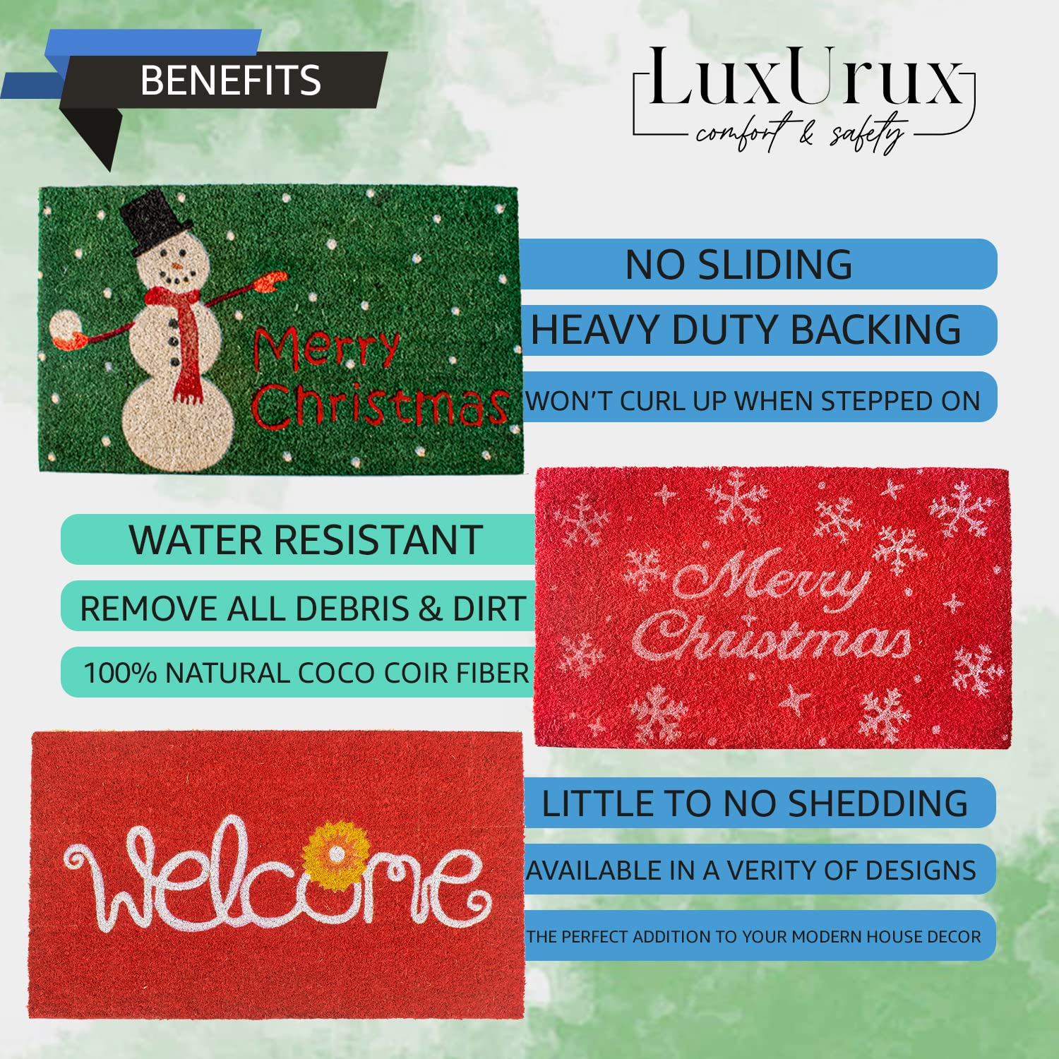 LuxUrux mat stored flat to show easy seasonal storage benefit
