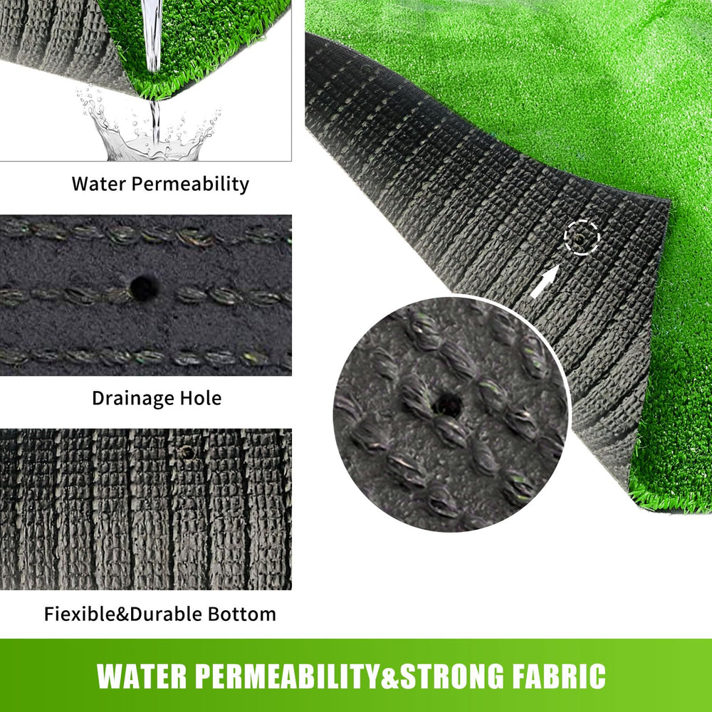 LVBAO rubber backing close-up showing drainage holes and non-slip stability benefit