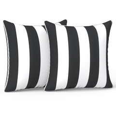 LVTXIII front view of Cabana Black pillows showing pattern and piping benefit