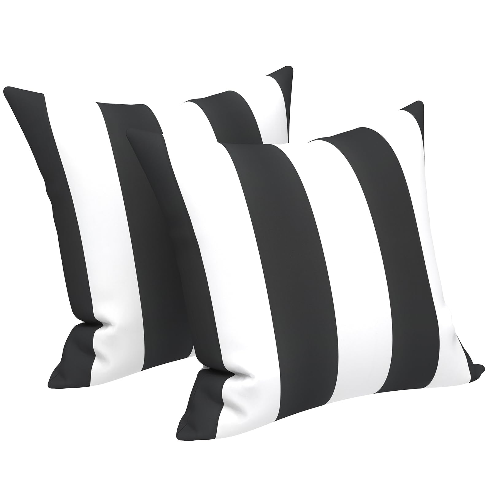LVTXIII front view of Cabana Black pillows showing clean modern accent and contrast