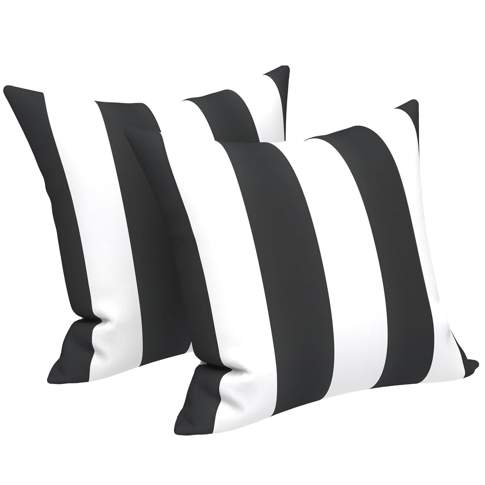 LVTXIII front view of Cabana Black pillows showing clean modern accent and contrast