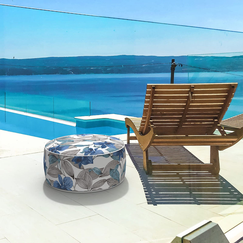 LVTXIII side profile inflated pouf illustrating stable height and comfortable top
