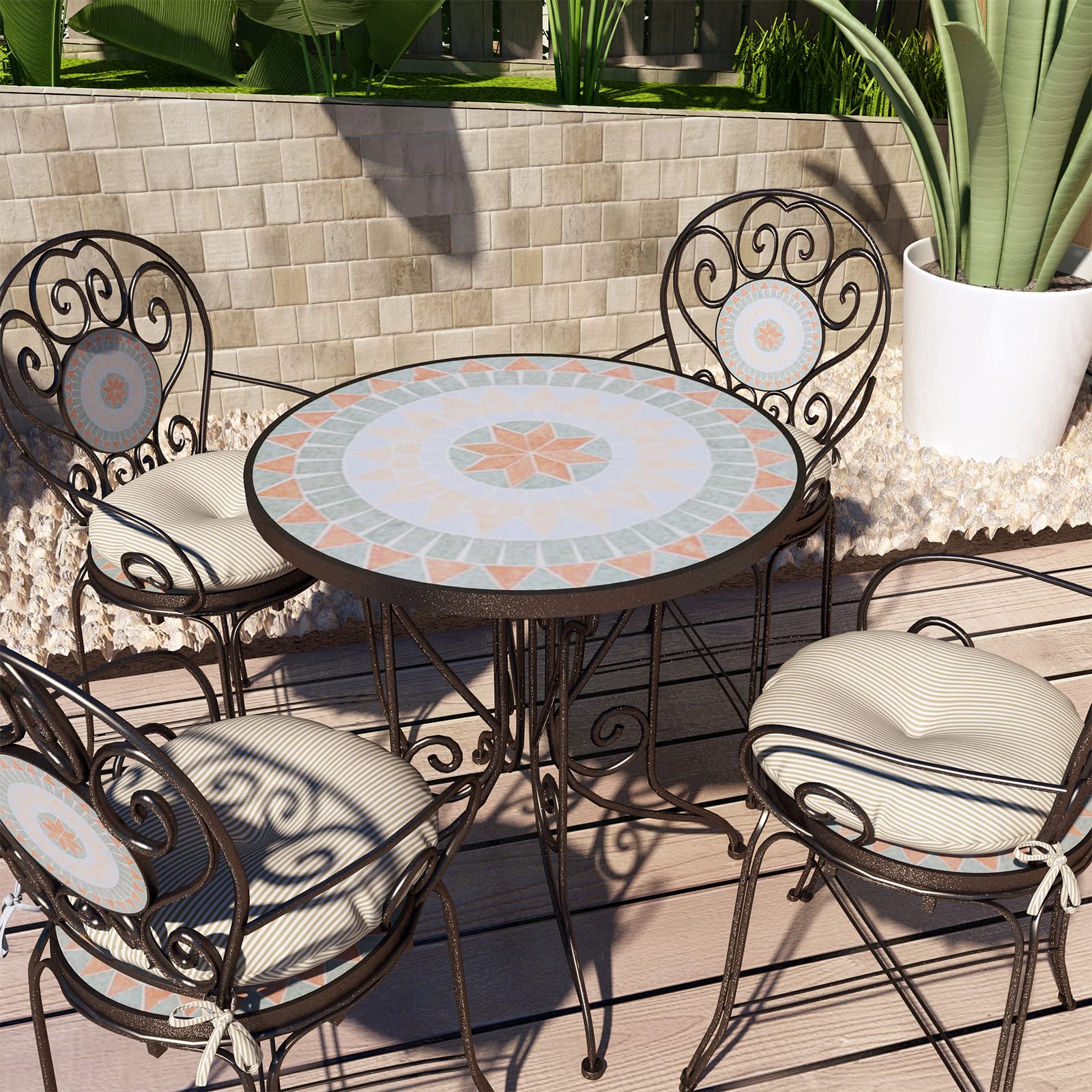 LVTXIII cushion in use on patio chair showing added comfort and style